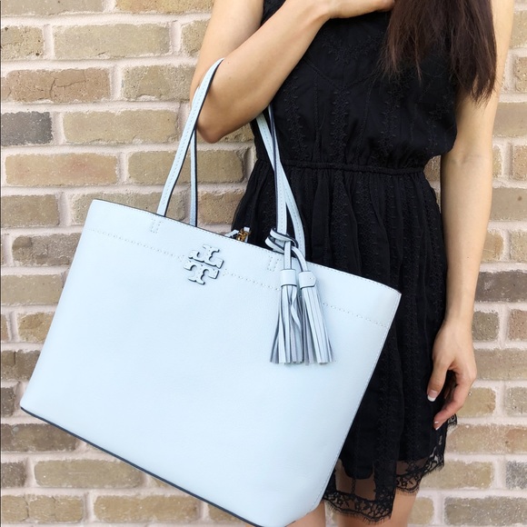 Gaby’sBags-Tory Burch Large Tote Turquoise Blue - Picture 3 of 7